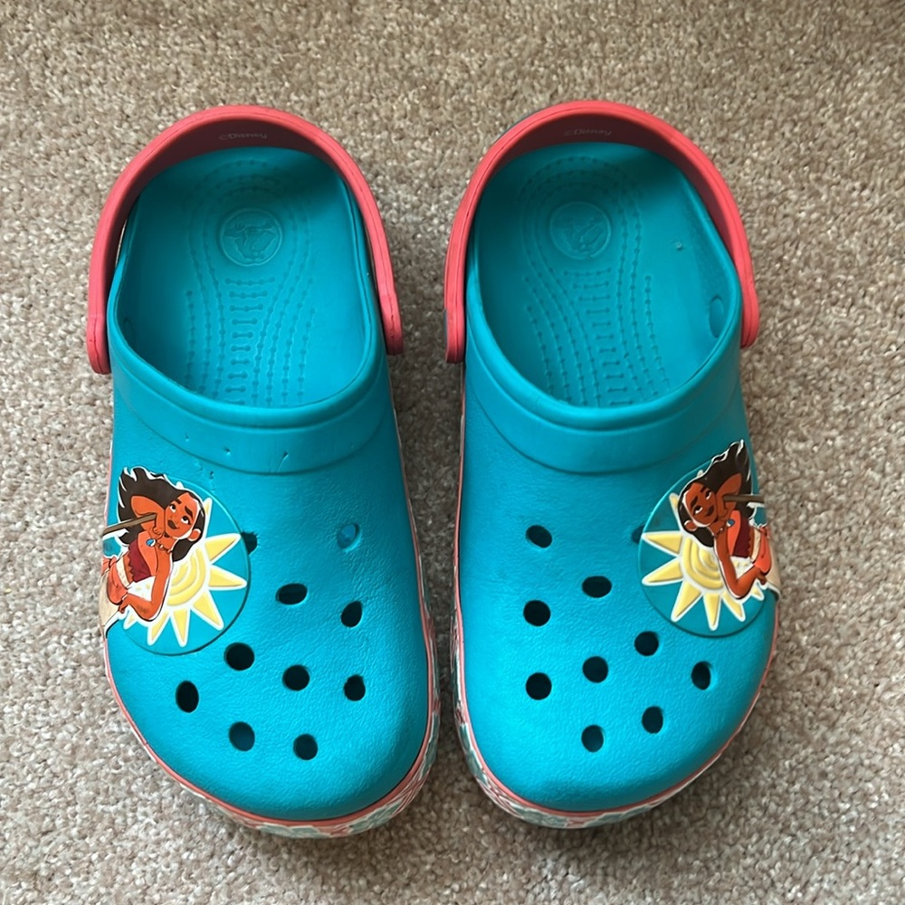 Turquoise Moana Crocs - light up.